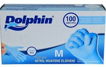 DOLPHİN NİTRİL MAVİ ELDİVEN 100'LÜ (MEDİUM)