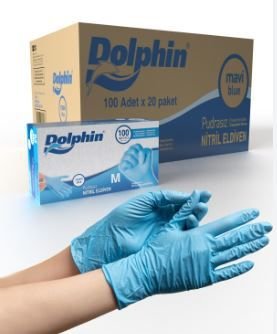 DOLPHİN NİTRİL MAVİ ELDİVEN 100'LÜx20 PAKET (MEDİUM)