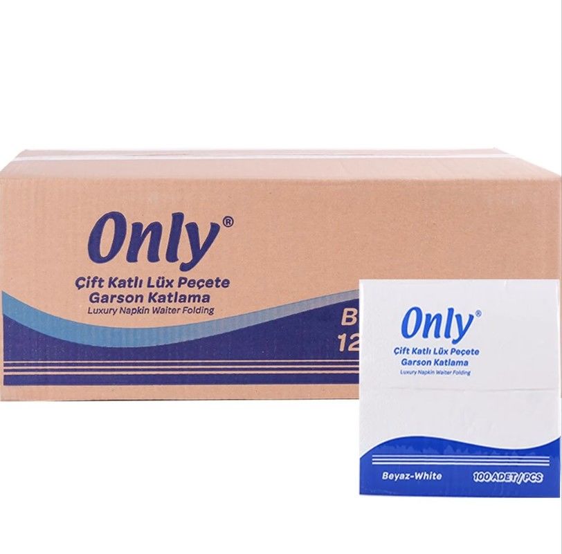 ONLY 33*33 CM ÇİFT KATLI GARSON KATLAMA LUX PEÇETE 100'LÜ X 12 PAKET