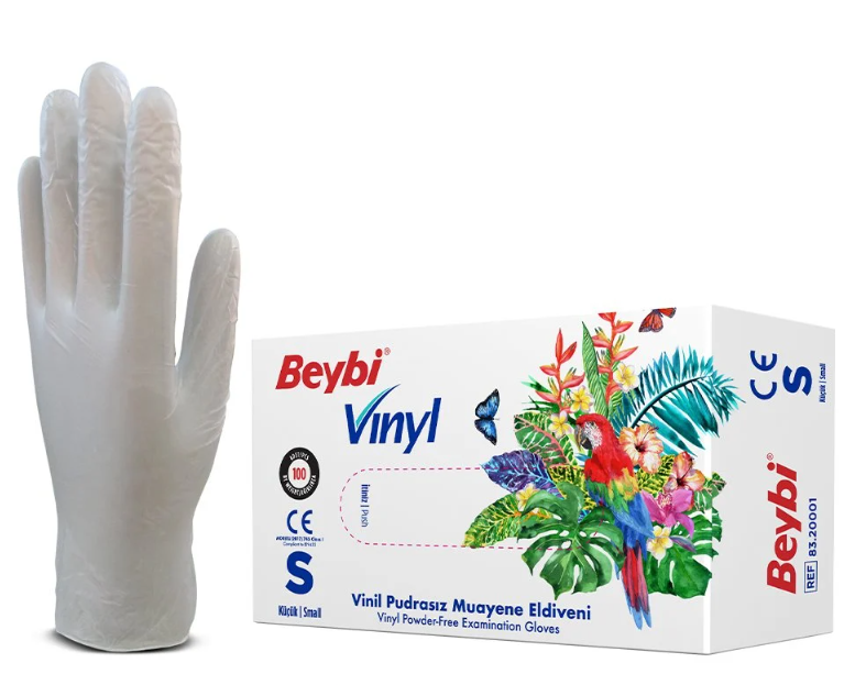 Vinil Pudrasız Muayene Eldiveni Small 100 * 20 Paket