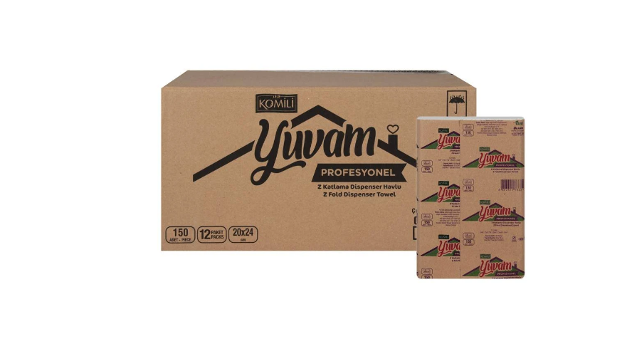 Komili Yuvam Profesyonel Z Katlama Havlu 150 * 12 Paket